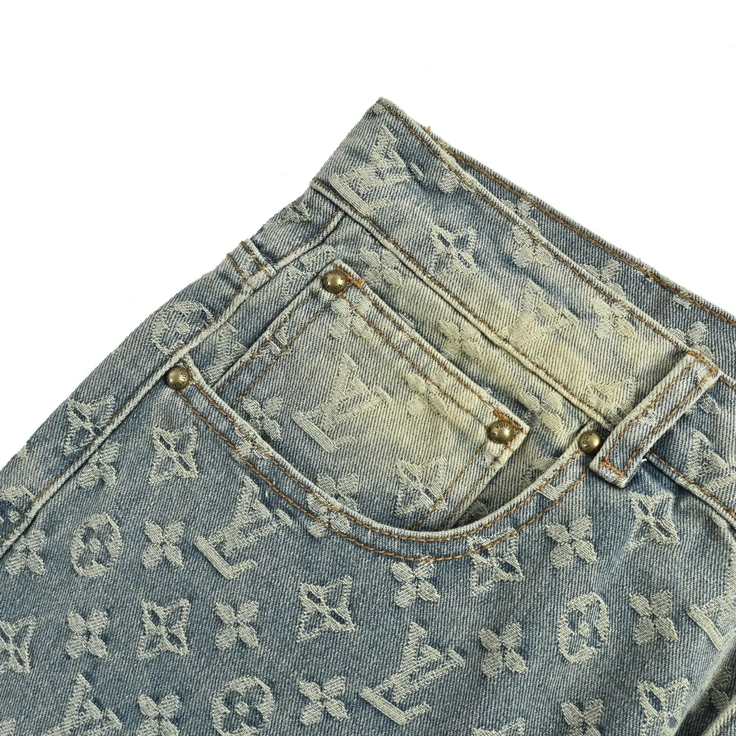 Louis Vuitton/Louis Vuitton all-over printed jacquard straight washed jeans
